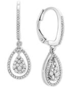 Diamond Teardrop Orbital Drop Earrings (1/2 Ct. T.w.) In Sterling Silver