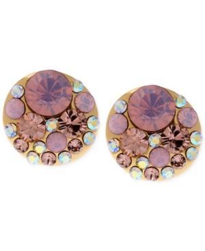 Betsey Johnson Gold-tone Pink Faceted Bead Stud Earrings
