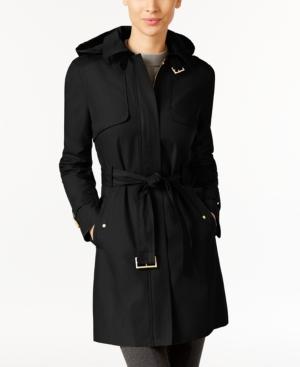 Cole Haan Hooded Belted Buckle Trench Coat