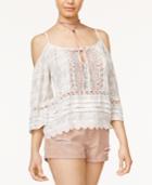 American Rag Juniors' Floral Cold-shoulder Peasant Top, Only At Macy's