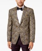 Tallia Men's Slim-fit Gold/black Floral Brocade Peak-lapel Dinner Jacket