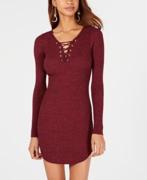 Planet Gold Juniors' Lace-up Bodycon Dress