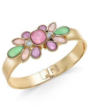 Charter Club Gold-tone Crystal Flower Polished Hinged Bangle Bracelet, Only At Macy's