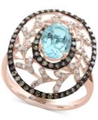 Final Call By Effy Aquamarine (1-1/5 Ct. T.w.) And Diamond (1/2 Ct. T.w.) Statement Ring In 14k Rose Gold