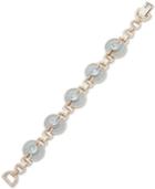 Dkny Gold-tone Cubic Zirconia & Stone Link Bracelet, Created For Macy's