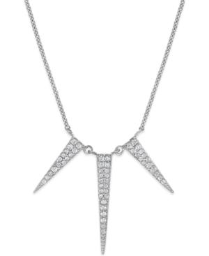 Studio Silver Cubic Zirconia Three Spike Pendant Necklace In Sterling Silver