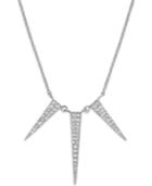 Studio Silver Cubic Zirconia Three Spike Pendant Necklace In Sterling Silver