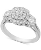 Diamond Triple Halo Engagement Ring (1 Ct. T.w.) In 14k White Gold