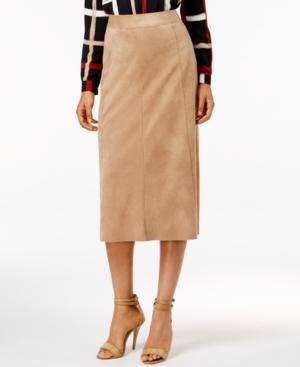 Alfani Faux-suede Midi Pencil Skirt, Only At Macy's