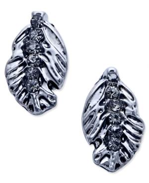 Vera Bradley Silver-tone Pave Feather Stud Earrings