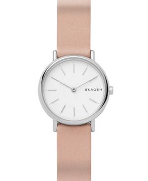 Skagen Women's Signature Slim Blush Leather Strap Watch 30mm
