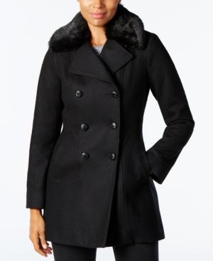 Inc International Concepts Faux-fur-collar Wool-blend Peacoat, Created For Macy's