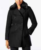 Inc International Concepts Faux-fur-collar Wool-blend Peacoat, Created For Macy's