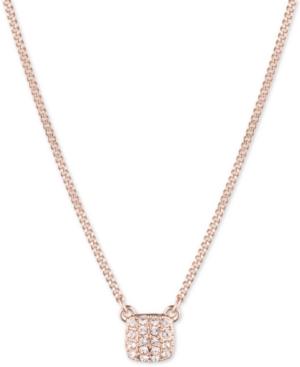Givenchy Rose Gold-tone Crystal Pave Square Pendant Necklace