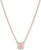 Givenchy Rose Gold-tone Crystal Pave Square Pendant Necklace