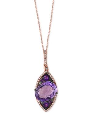 Effy Amethyst (5-3/4 Ct. T.w.) And Diamond (1/6 Ct. T.w.) Pendant Necklace In 14k Rose Gold