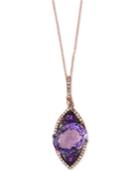 Effy Amethyst (5-3/4 Ct. T.w.) And Diamond (1/6 Ct. T.w.) Pendant Necklace In 14k Rose Gold