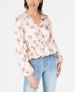 Gypsies & Moondust Juniors' Printed Smocked-waist Blouse