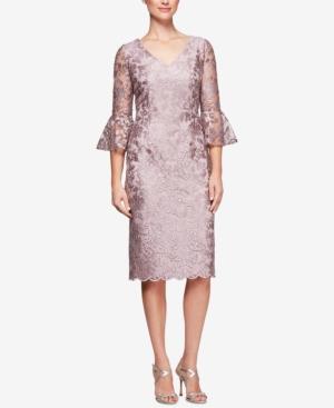 Alex Evenings Embroidered Bell-sleeve Dress