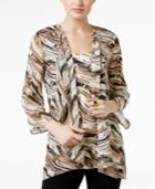 Jm Collection Petite Printed Layered-look Blouse, Created For Macy's
