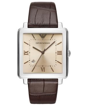 Emporio Armani Men's Brown Leather Strap Watch 38mm