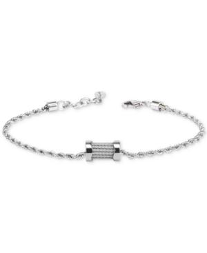 Charriol White Topaz Accent Barrel Charm Bracelet In Stainless Steel