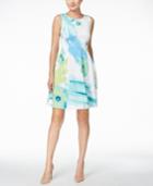 Calvin Klein Floral-print Scuba Fit & Flare Dress