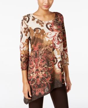 Jm Collection Printed Asymmetrical Tunic, Only At Macy's