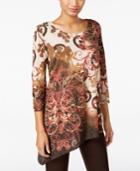 Jm Collection Printed Asymmetrical Tunic, Only At Macy's