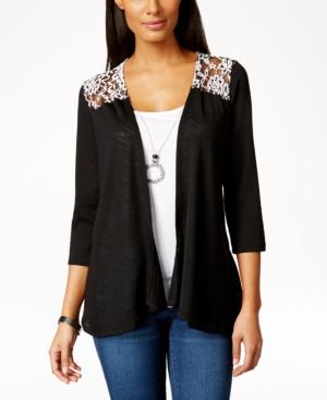 Ny Collection Petite Lace-inset Layered Necklace Top