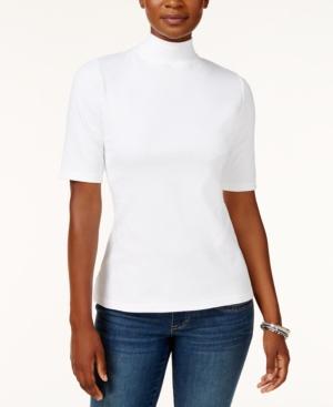 Karen Scott Petite Cotton Mock-neck Top, Only At Macy's