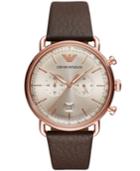 Emporio Armani Men's Chronograph Brown Leather Strap Watch 43mm