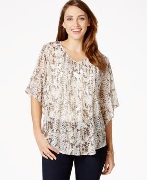 Style & Co. Pleated Reptile-print Top, Only At Macy's