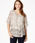 Style & Co. Pleated Reptile-print Top, Only At Macy's
