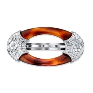 2028 Silver-tone And Tortoise Hair Barrette With Oval Center Opening