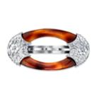 2028 Silver-tone And Tortoise Hair Barrette With Oval Center Opening