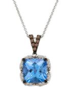 Le Vian Blue Topaz (5 Ct. T.w.) And Diamond (1/3 Ct. T.w.) Pendant Necklace In 14k White Gold