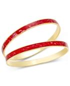 Erwin Pearl Atelier For Charter Club Gold-tone Red Enamel 2-piece Bangle Bracelet