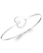 Inspirational Sterling Silver Sideways Heart Bangle Bracelet