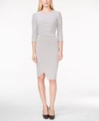 Calvin Klein Striped Crossover Sheath Dress
