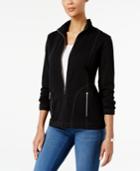 Karen Scott Petite Mock-neck Lounge Jacket, Only At Macy's