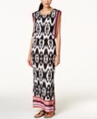 Ny Collection Combo-print Blouson Maxi Dress