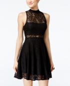 Material Girl Juniors' Lace Mock-neck Fit & Flare Dress, Only At Macy's