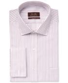 Tasso Elba Non-iron Burgundy Blue Stripe French Cuff Dress Shirt, Only At Macy's