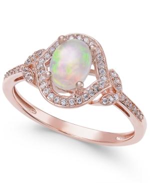 Opal (3/8 Ct. T.w.) & Diamond (1/8 Ct. T.w.) Ring In 14k Rose Gold