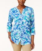 Jm Collection Tab-sleeve Printed Blouse, Created For Macy's