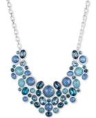 Nine West Silver-tone Blue Multi-stone And Crystal Statement Necklace