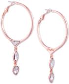 Guess Rose Gold-tone Crystal & Faux Python Leather Hoop Earrings