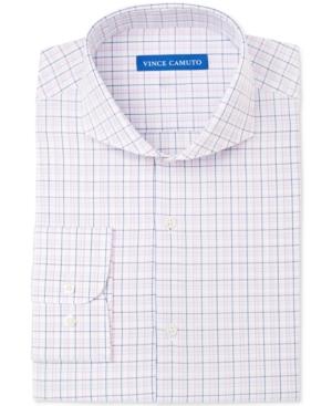Vince Camuto Slim-fit Rose And White Check Dress Shirt