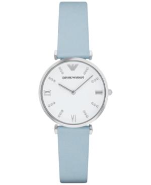 Emporio Armani Women's Gianni T-bar Blue Leather Strap Watch 32mm Ar1928